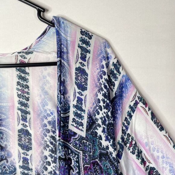 Boho Sheer Kimono Swim Cover Up M Nanette Lepore Festival Beach Resort Kaftan - Picture 4 of 9